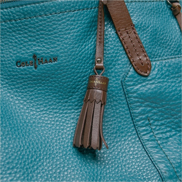 COLE HAAN Pebbled Leather Tote Bag with Tassel - Picture 7 of 15